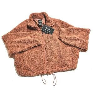 Me Jane Women’s Long Sleeve Zip Up Orange Sherpa Fleece Jacket Size Large